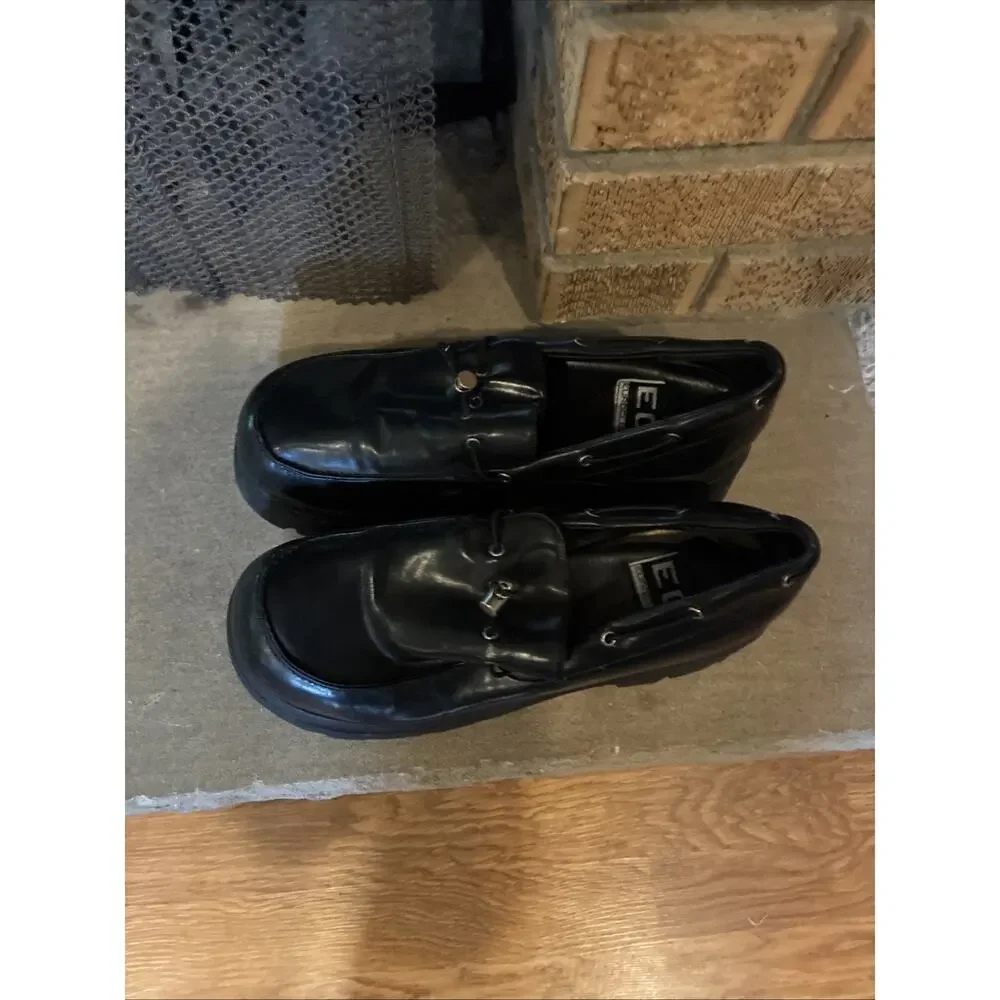 90s Y2K Vtg‎ Black Chunky Platform Loafers, Shoes Women's Size 10 RARE!
